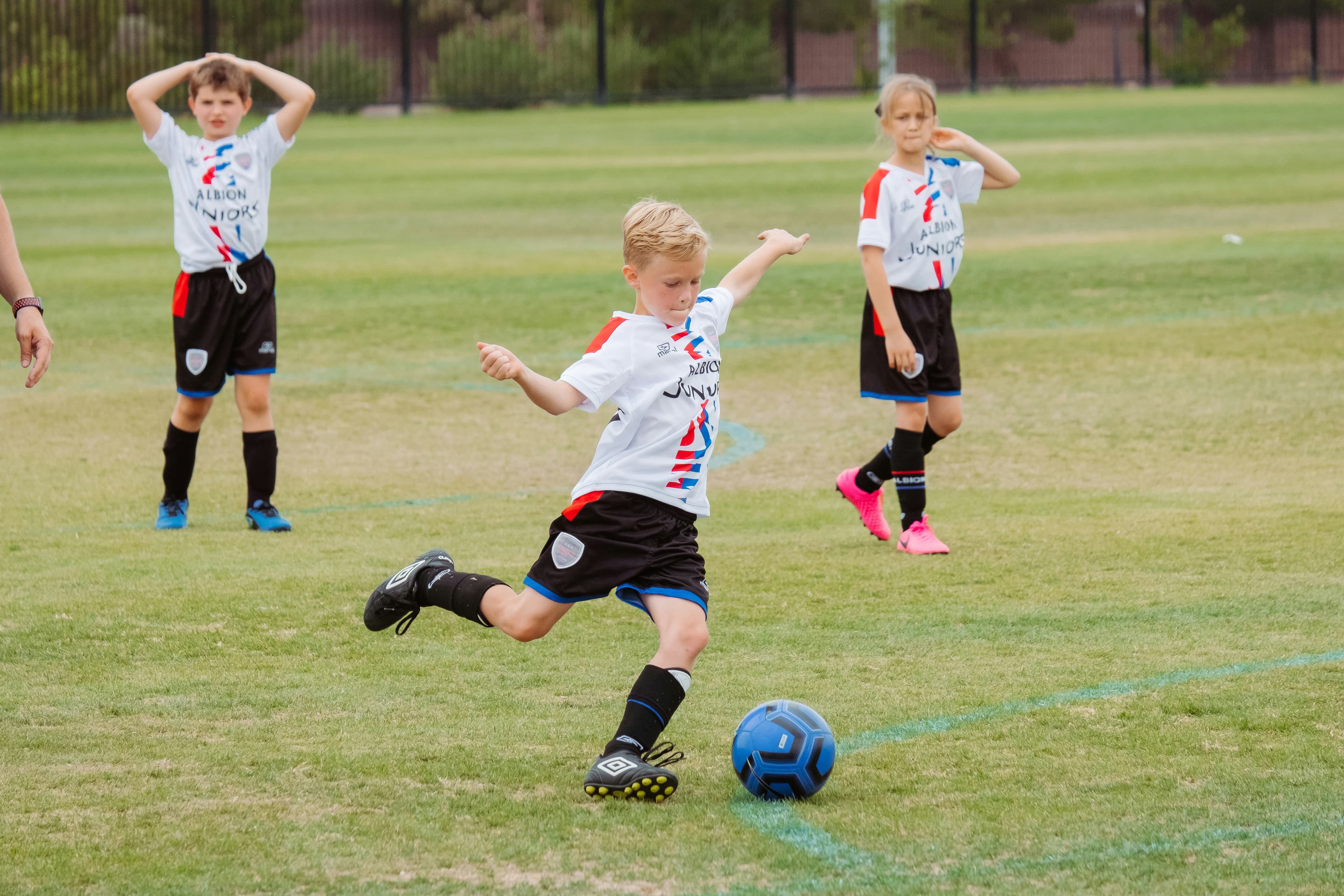 Boys soccer training session in Edmonton with Vision Elite Academy